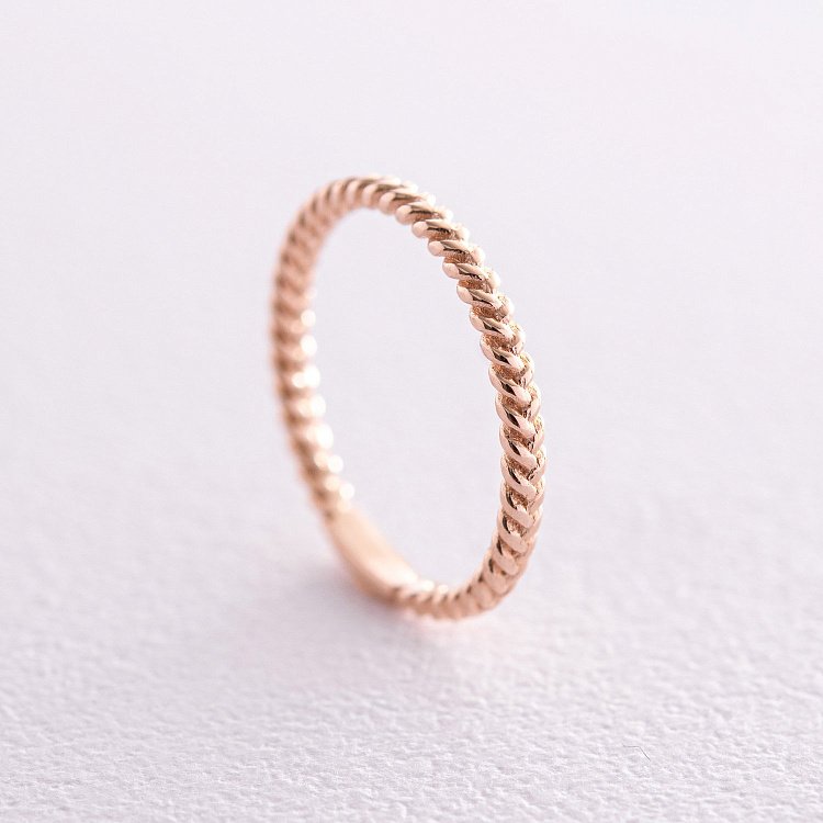 Каблучка "Косичка" у червоному золоті к07159 від ювелірного магазину Онікс