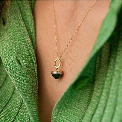 Золотое колье (малахит, бриллианты) колб0129sc №2