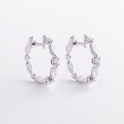 Золотые серьги - кольца с бриллиантами сб0657ri