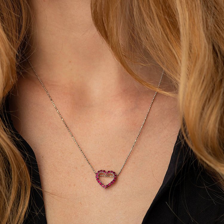 Золота підвіска "Сердечко" з рубінами пб0321nl від ювелірного магазину Онікс - 3