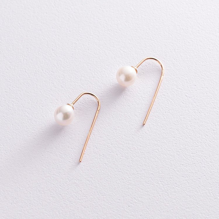 Золотые серьги "Изящность" (жемчуг) с07341 от ювелирного магазина Оникс - 1