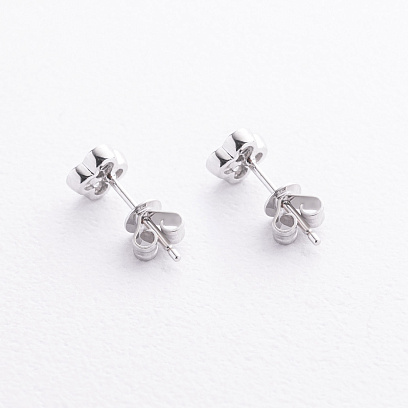 Сережки - пусети "Конюшина" в білому золоті (діаманти) сб0713sm №2