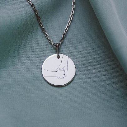 Срібний кулон з гравіюванням "Безумовна любов" 132724без №5