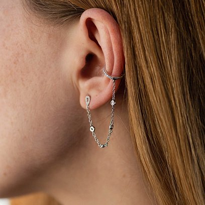 Ассиметричне золотые серьги (бриллианты) сб0492cha №6