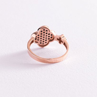 Каблучка "Конюшина" в червоному золоті (фіаніти) к06917 №3