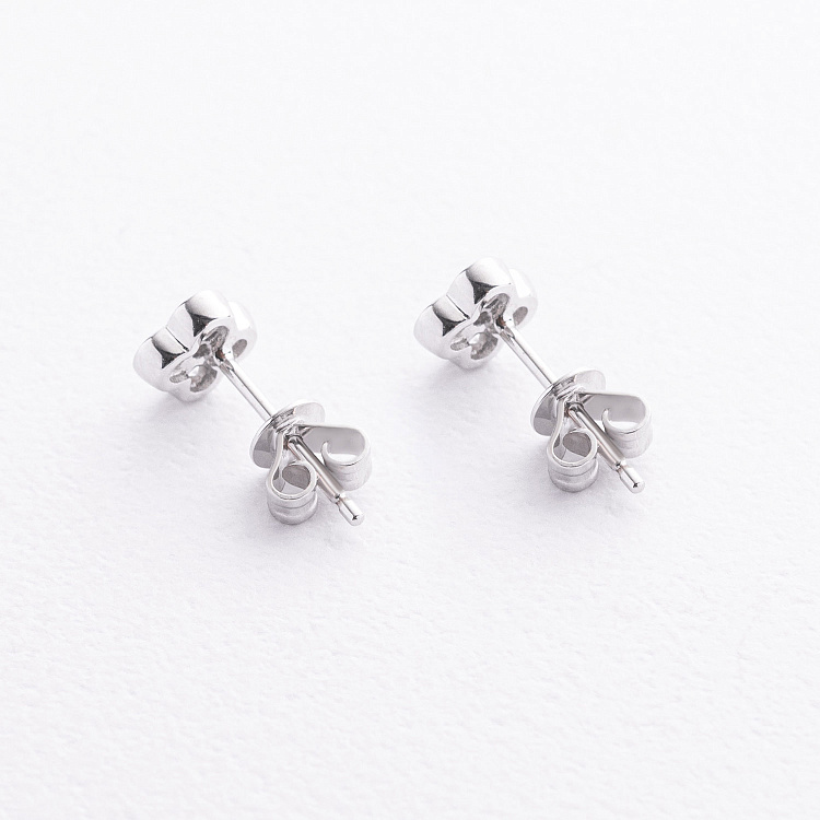 Сережки - пусети "Конюшина" в білому золоті (діаманти) сб0713sm від ювелірного магазину Онікс - 1