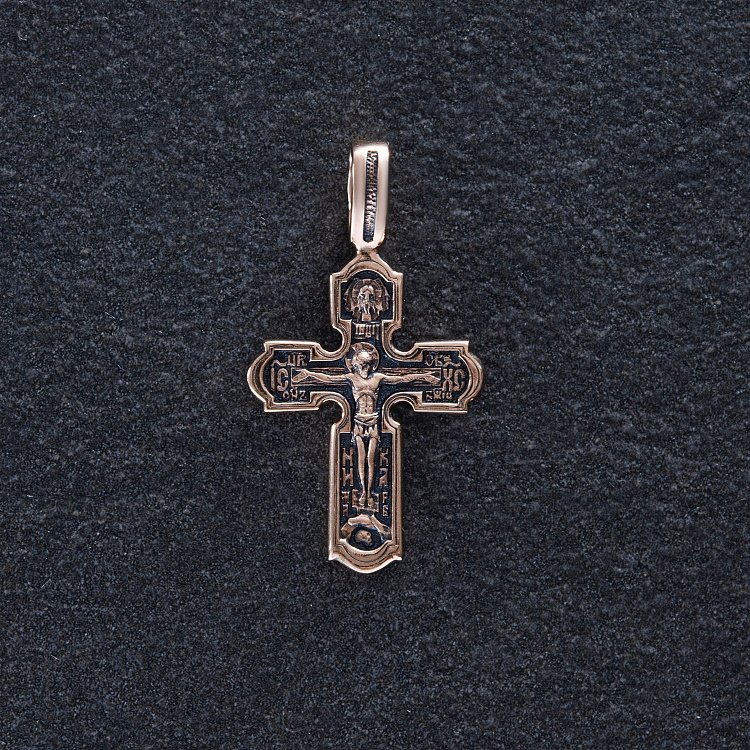 Золотой крест "Распятие" п03865 от ювелирного магазина Оникс - 2