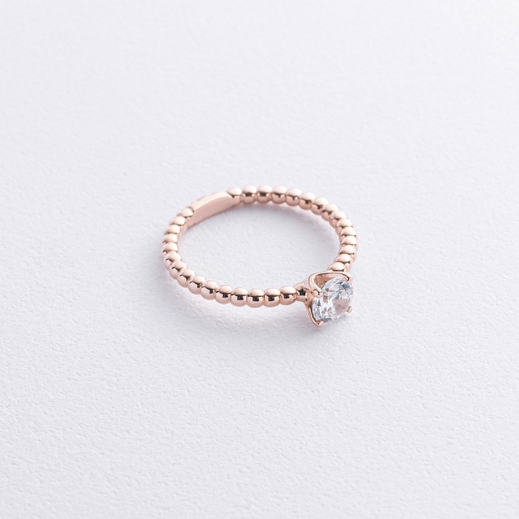 Заручальна золота каблучка з фіанітом к08156 від ювелірного магазину Онікс - 2