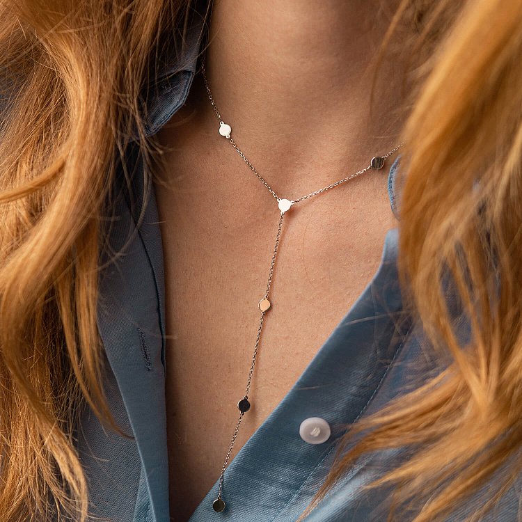 Серебряное колье - галстук "Монетки" 908-01233 от ювелирного магазина Оникс - 9