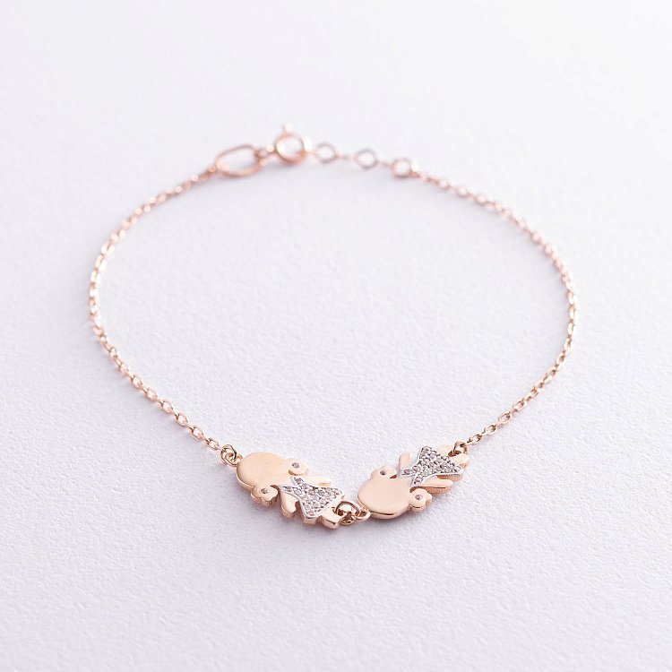 Золотий браслет "Дві дівчинки" (фіаніт) б04821 від ювелірного магазину Онікс - 4