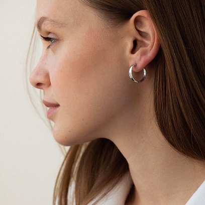 Сережки - кільця у сріблі 7086 №6