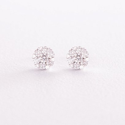 Золотые серьги - пусеты "Сердечки" с бриллиантами сб0224са №7