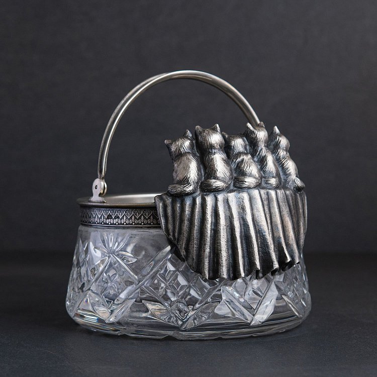 Серебряная фигура ручной работы с котятами 23126 от ювелирного магазина Оникс - 2