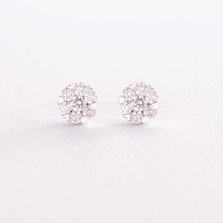 Золотые серьги - пусеты "Сердечки" с бриллиантами сб0224са от ювелирного магазина Оникс - 6