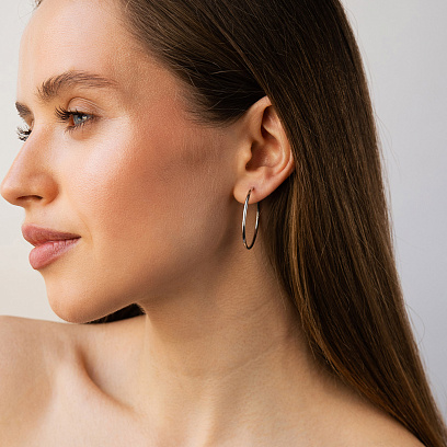 Серьги - кольца в белом золоте с09689 №4