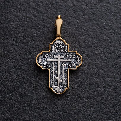 Серебряный крест с чернением и позолотой 132461