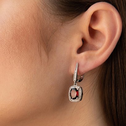 Серебряные серьги с пиропами и фианитами GS-02-060-4110 №4