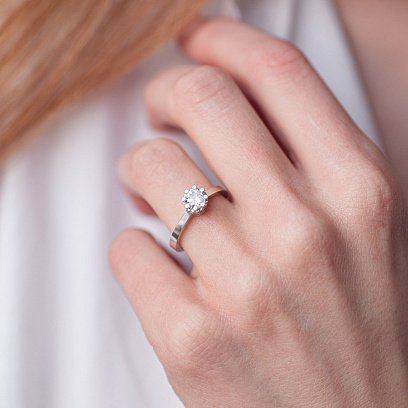 Золота заручальна каблучка "Корона" з фіанітом к06060 №3