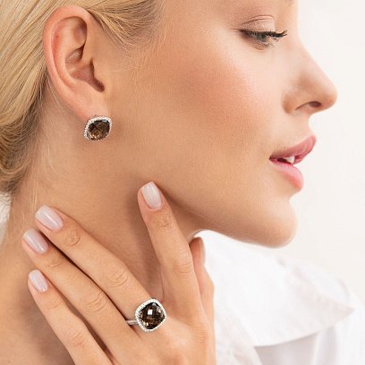 Золоті сережки з діамантами і топазами CR1671Egm №2