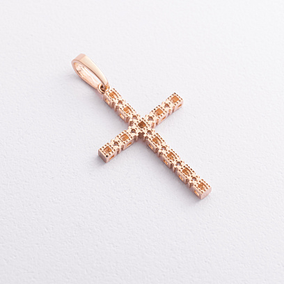 Хрестик з фіанітами L (червоне золото) п04006 №2