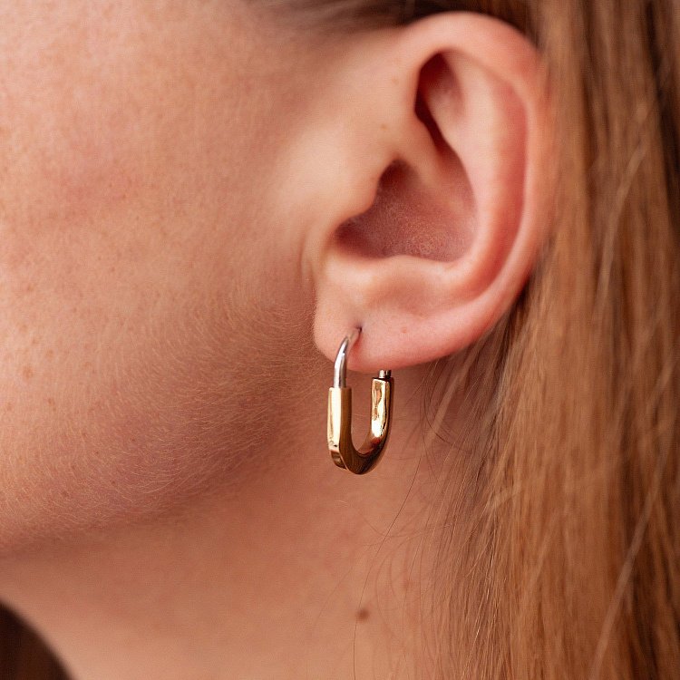 Серьги "Camilla" mini (желтое, белоe золото) с08884 от ювелирного магазина Оникс - 1