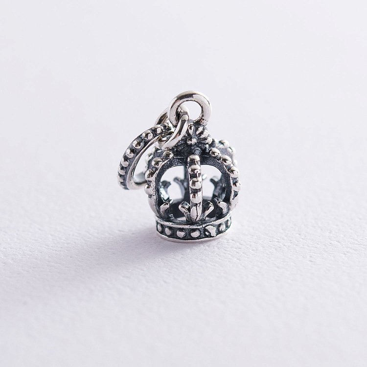 Срібний шарм "Корона" (чорніння) 132085 від ювелірного магазину Онікс - 1