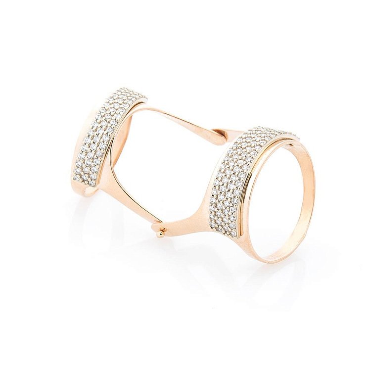 Золотое кольцо на фалангу с фианитами к05031 от ювелирного магазина Оникс