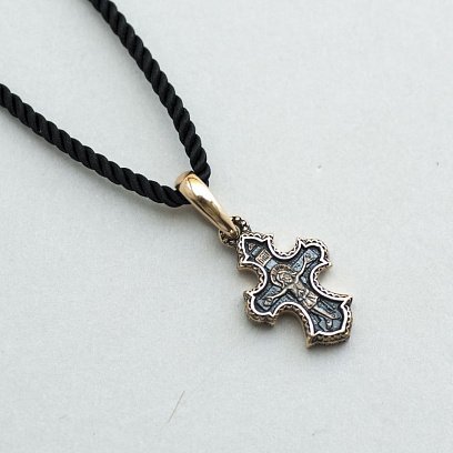 Золотой православный крест с чернением п02660 №3