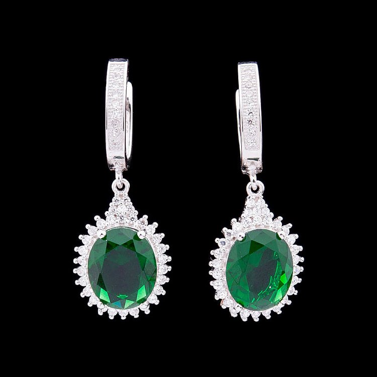 Серьги с зелеными фианитами с8 от ювелирного магазина Оникс - 2