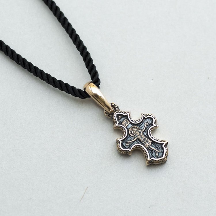 Золотой православный крест с чернением п02660 от ювелирного магазина Оникс - 2