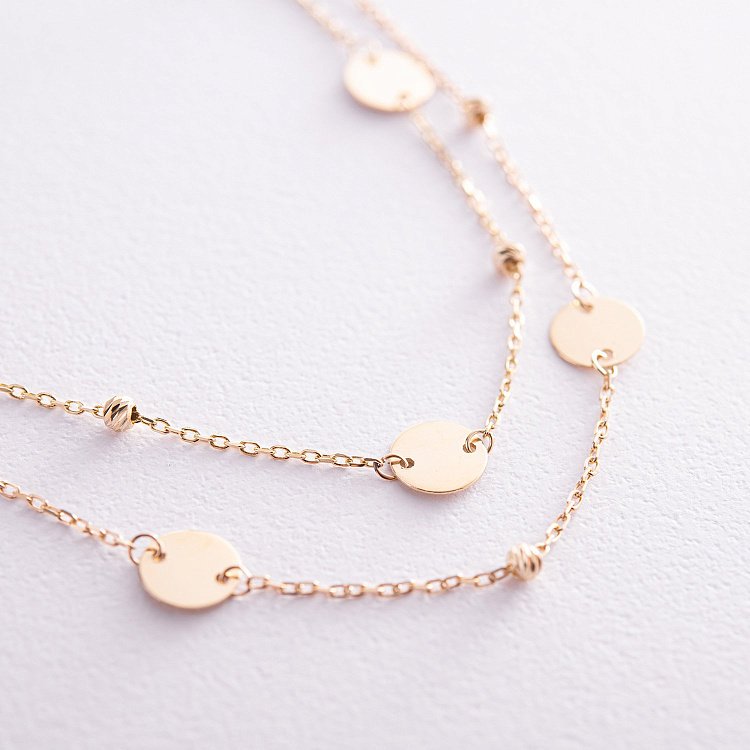 Подвійне кольє "Монетки" з жовтого золота кол01874 від ювелірного магазину Онікс - 4