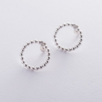 Срібні сережки - пусети "Коло з сердечком" 122546 №2