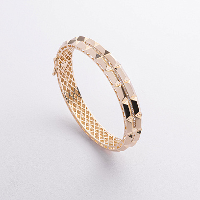 Жорсткий браслет "Charlotte" з фіанітами (жовте золото) б05814