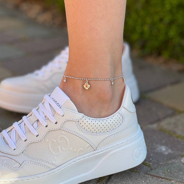 Срібний браслет "Конюшина і кульки" на ногу 141543 від ювелірного магазину Онікс - 4