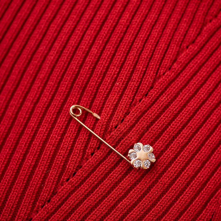 Золота шпилька "Квіточка" з фіанітами зак00295 від ювелірного магазину Онікс - 2
