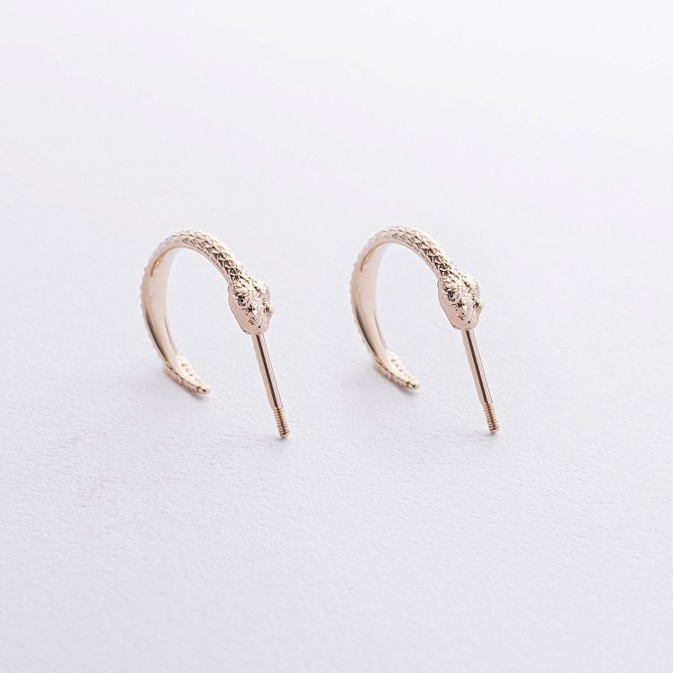 Сережки - пусети "Грумучі змії" у жовтому золоті с09078 від ювелірного магазину Онікс - 5