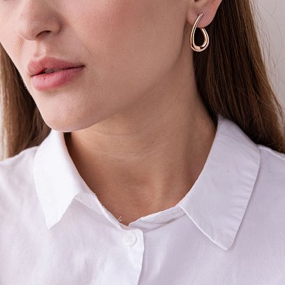 Серьги "Капельки" в красном золоте с07404 №5