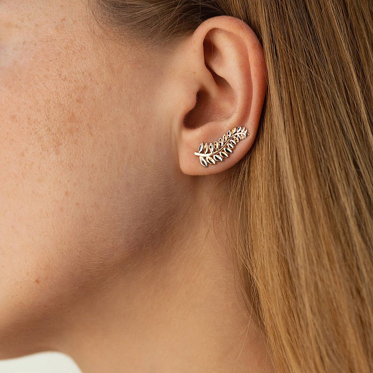 Золоті сережки - клаймбери "Листочки" с06205 від ювелірного магазину Онікс - 3