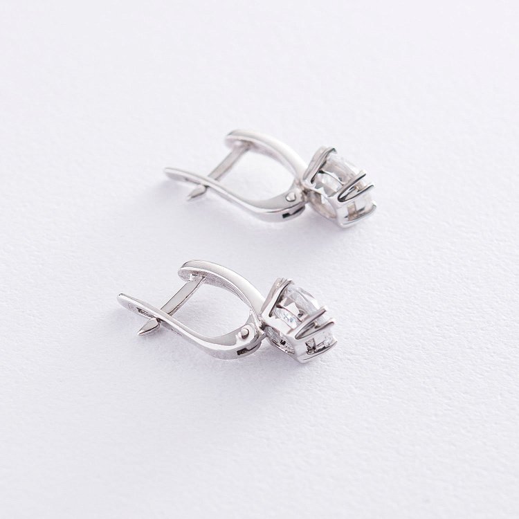 Золотые серьги с фианитами с02901 от ювелирного магазина Оникс - 2