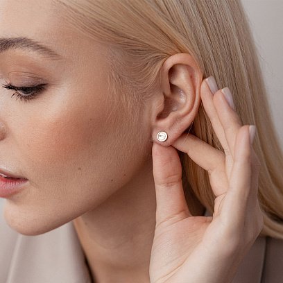 Сережки - пусети "Love" у червоному золоті с07731 №7