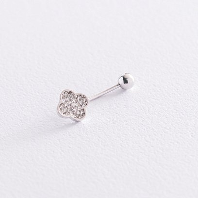 Золотий пірсинг в пупок "Конюшина" з фіанітами пир00245