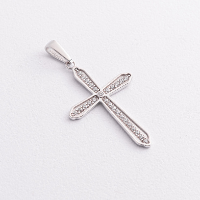 Хрестик у білому золоті (фіаніти) п04060