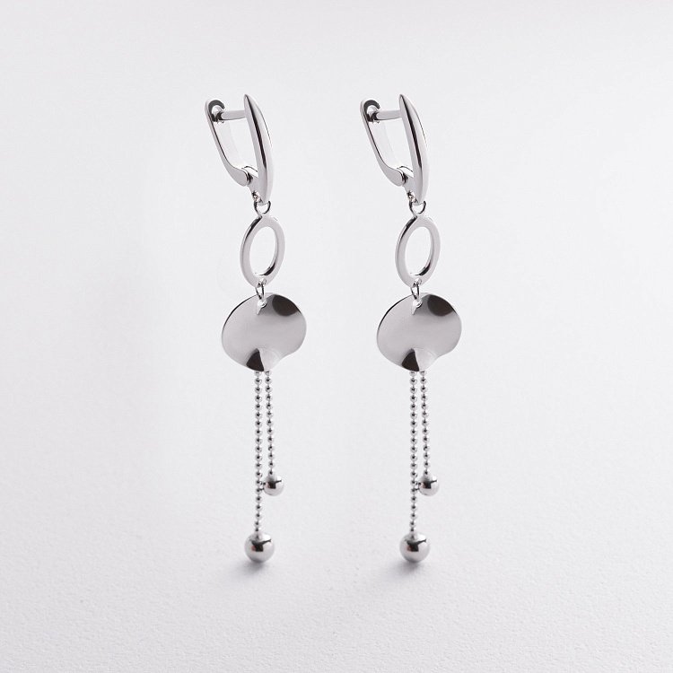 Срібні сережки "Кульки на ланцюжку" 123486 від ювелірного магазину Онікс