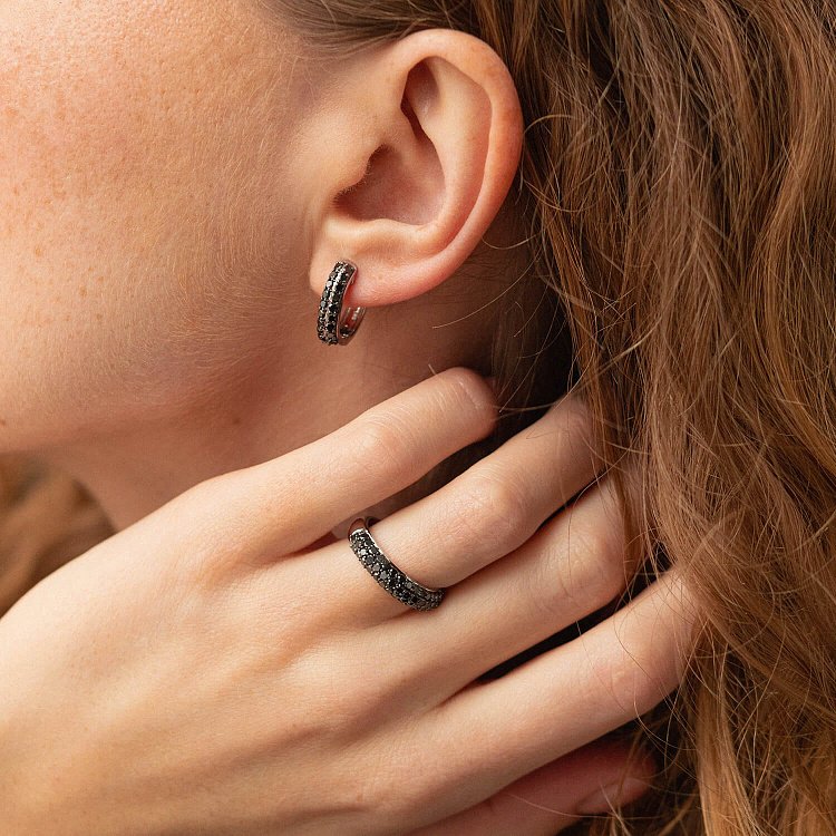 Золотые серьги с черными бриллиантами сб0426gl от ювелирного магазина Оникс - 5