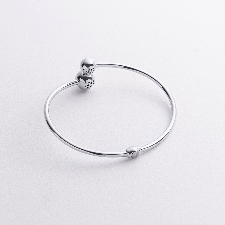 Жесткий браслет "Шарики" в белом золоте б05817 от ювелирного магазина Оникс - 2