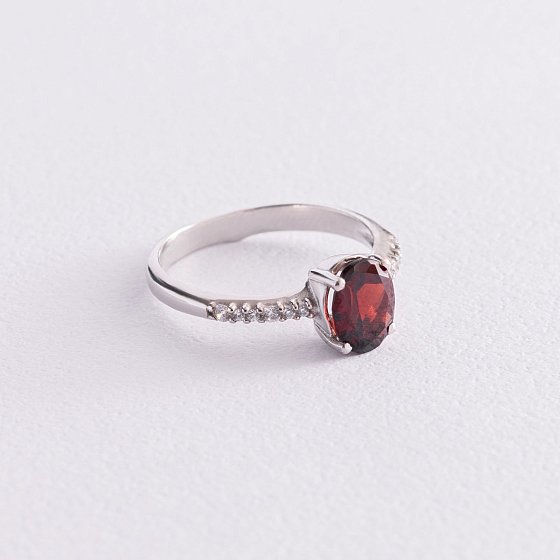 Серебряное кольцо с пиропом и фианитами 1339/1р-GARN №4