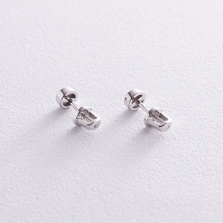 Серьги - пусеты в белом золоте (бриллианты) 102-10050 от ювелирного магазина Оникс - 2