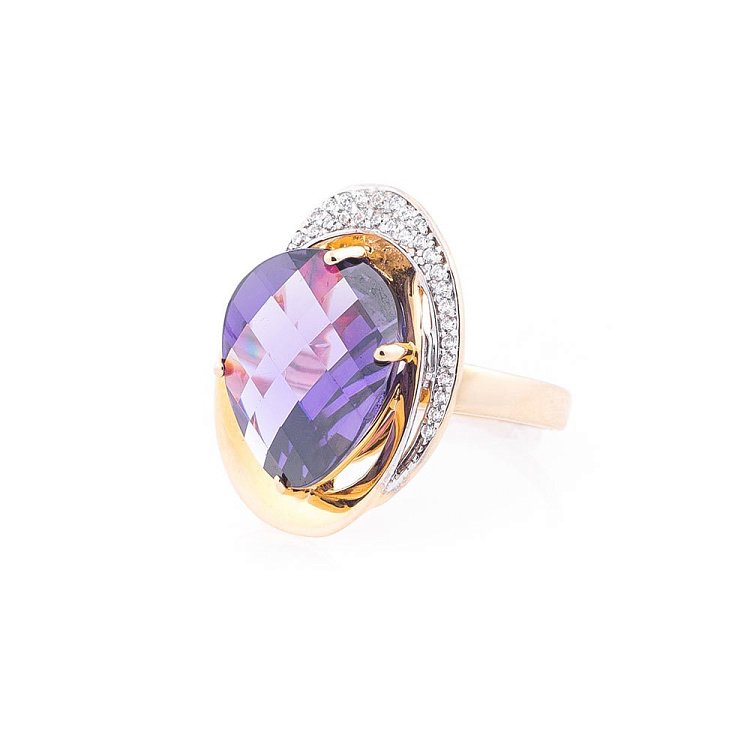 Золота каблучка з фіанітами к04444 від ювелірного магазину Онікс - 5