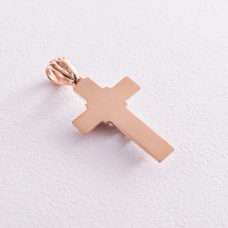 Золотой православный крестик "Распятие" с эмалью п03062 от ювелирного магазина Оникс - 2