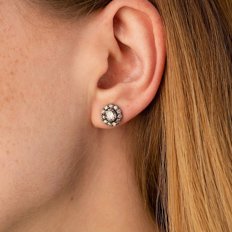 Золотые серьги - пусеты с бриллиантами сб0491cha от ювелирного магазина Оникс - 5